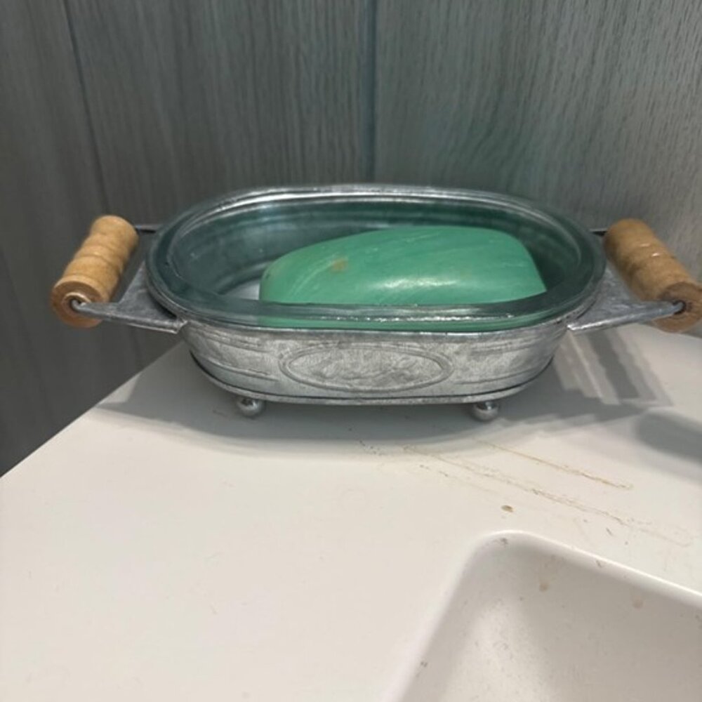 NEW  Galvanized Farmhouse Soap Dish for Bathroom - Picture 2 of 8